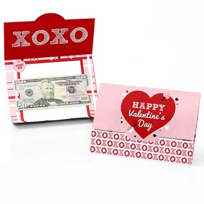 Big Dot of Happiness Conversation Hearts - Valentine's Day Money and Gift Card Holders - Set of 8