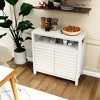 FONTOI Sideboard Buffet Cabinet with Open Shelf&2 Doors, Storage Organizer with Louver Design for Living Room, Kitchen, Cream White, 14"*31.9"*31.7" - 4 of 4