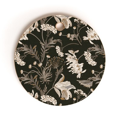Iveta Abolina Poesie French Garden Charcoal Cutting Board - Round