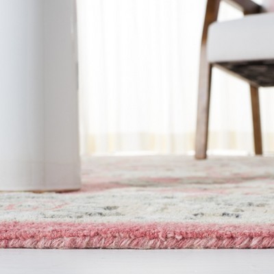 Ivory and Pink Floral Hand-Tufted Wool Area Rug 4' x 6'