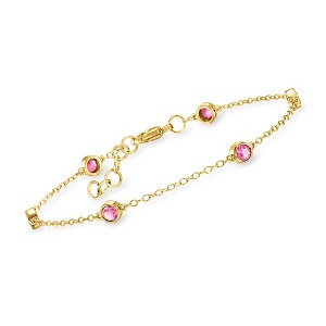 Pure Collection by Ross-Simons 0.70 ct. t.w. Bezel-Set Lab-Grown Pink Sapphire Station Bracelet in 18kt Gold Vermeil - 1 of 4