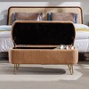 Modern Faux Fur Entryway Bench Upholstered Padded with Storage - 4 of 4