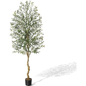 Artificial Olive Tree – 4/5/6/7FT Faux Olive Plant with Realistic Trunk & Fruits - 1 of 4