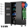 Upgraded Metal Storage Cabinet with Door Pegboards and 2 Rod For Garage Home Storage (43.3''W X 21.9''D X 72''H), Assembly required,Black - 2 of 4