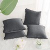 PiccoCasa Velvet Pom-Pom Solid Soft Square Cushion Throw Pillow Covers 4Pcs - 3 of 4