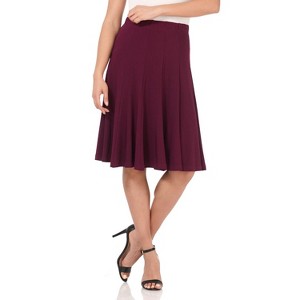 Rekucci Women's Ease into Comfort Flared Knit Skirt – Pull-On Style with Seam Detail - Wine, X-Large - 1 of 4