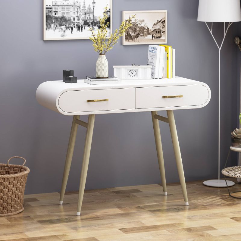 Dehaviland Modern Wood Vanity Table White/Champagne Gold - Christopher Knight Home, 3 of 7