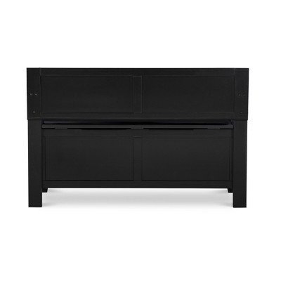Carlton 44.5'' Black Faux Leather & Ash Wood Storage Bench