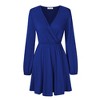 Clearlove Women's Deep V Neck Long Sleeve Dress Mini Dress High Waist Flowy Cocktail Wedding Guest Dress - 2 of 4