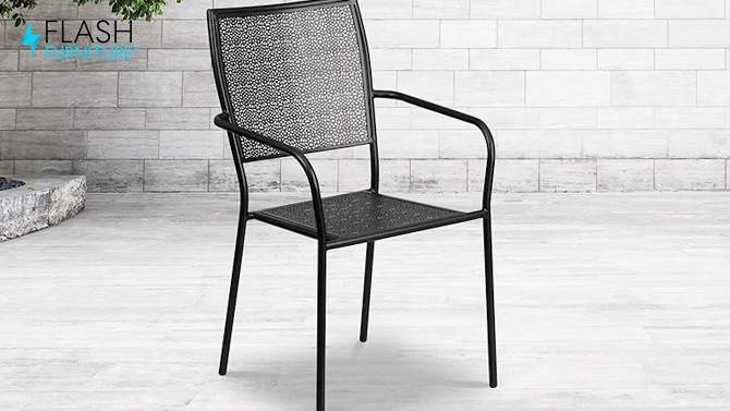 Flash Furniture Commercial Grade Indoor-Outdoor Steel Patio Arm Chair with Square Back, 2 of 12, play video