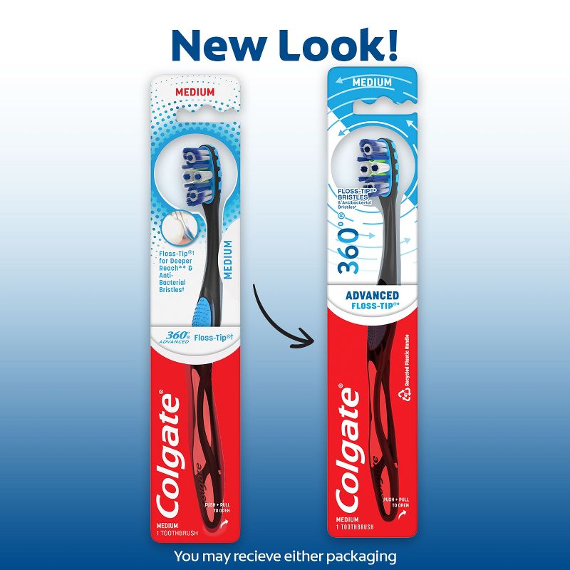Colgate 360 Total Advanced Floss-Tip Bristles Toothbrush Medium, 4 of 10