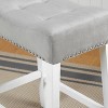 Roundhill Furniture Morovo Set of 2 Velvet Counter Height Stools with Tufted Saddle Seats, White-Wash Finish, Gray - image 3 of 4