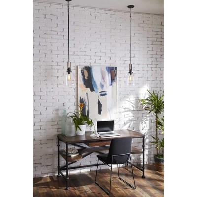 Rushton Brushed Nickel and Clear Glass Industrial Pendant Light