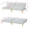 VASIP  Teddy Fabric Convertible Sofa Bed,Gold Metal Leg Futon with Modern Accent,for Living Room & Guest Room,White - 4 of 4