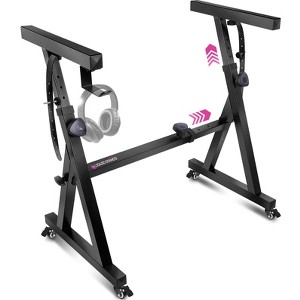 Liquid Stands Keyboard Stand w/ Wheels - Black Z Style Adjustable & Portable Piano Stand for 54-88 Key Electric Pianos - Rolling Keyboard Stand - 1 of 4