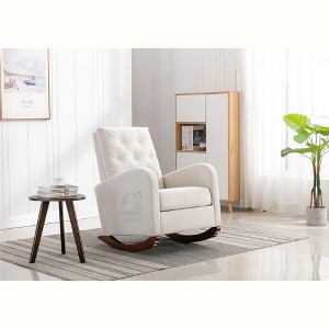 CAVINAS Polyester Glider Rocking Chair with High Backrest,Cozy Upholstered Rocking Chairs,Nursery Accent Chair for Bedroom - 1 of 4
