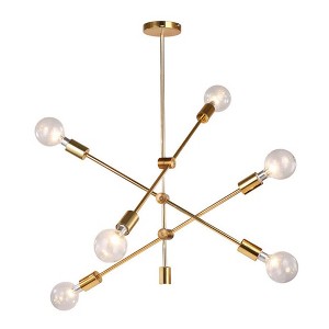 YANSUN 6-Light Gold Sputnik Chandelier, Modern Pendant Lighting Ceiling Light Fixture - 1 of 1