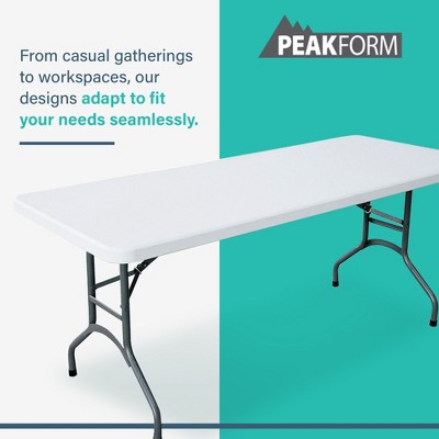 White Rectangular 6-Foot Folding Plastic Outdoor Table