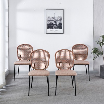 VYNXARIA Orange Sennit Chairs with Black Legs - Set of 4 Dining & Coffee Chairs
