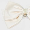 Large Satin Bow Hair Barrette with Pearl Dangle - Off-White - 3 of 3