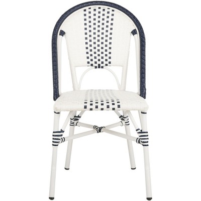 Zoya 18" Navy and White Wicker Side Chairs, Set of 2