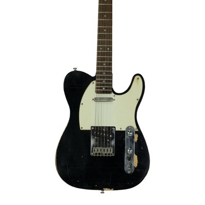 Sawtooth ET Relic Electric Guitar, Black with Aged White Pickguard