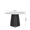 43" Modern Round Pedestal Dining Table with Faux Marble Top & Black Solid Wood Base, Small Kitchen Table for 4 People–The Pop Home - 4 of 4