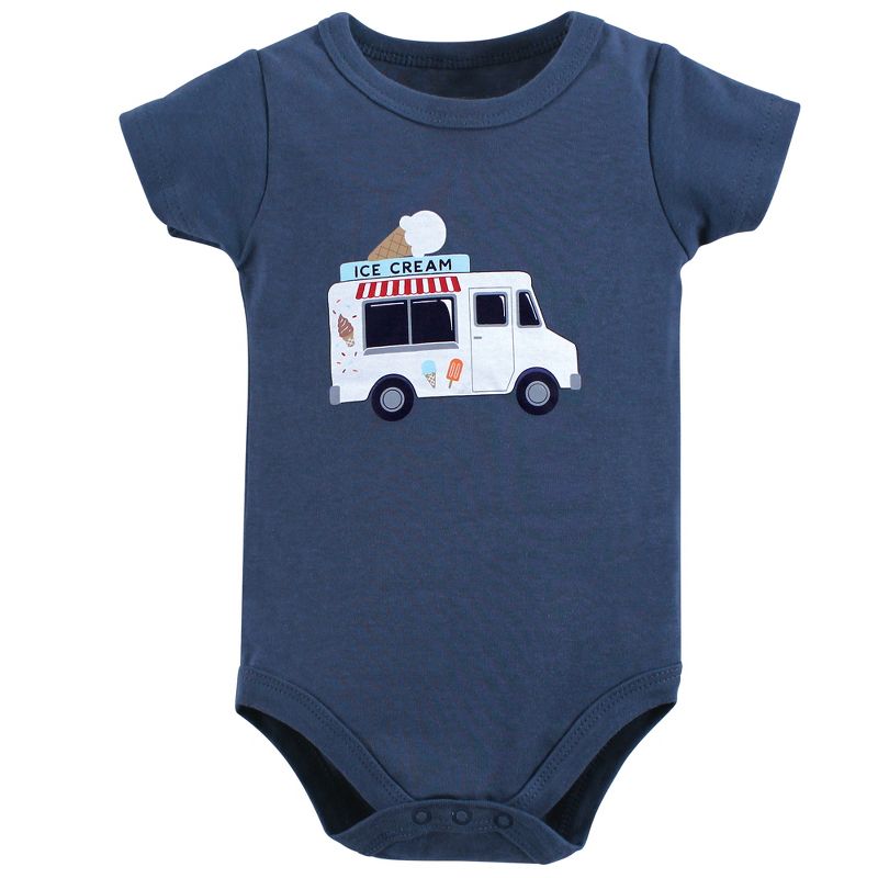 Hudson Baby Infant Boy Cotton Bodysuit, Shorts and Shoe 3pc Set, Ice Cream Truck, 4 of 6