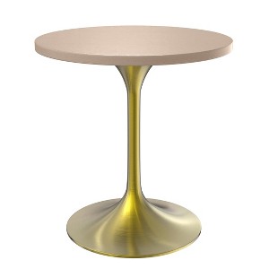 LeisureMod Verve 27" Round Dining Table - MDF Wood Top with Brushed Gold Pedestal Base Accent Side Table for Kitchen and Home - 1 of 4