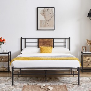 VECELO Twin/Full/Queen Platform Bed Frame with Steel Slat Support, Heavy Duty Bed Frame with Headboard, No Box Spring Needed/Easy Assembly - 1 of 4