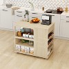 TIRAMISUBEST Modern Kitchen Island with Storage Drawer Wine Rack Lockable Casters,Kitchen Cart for Kitchen,Dining Room - 2 of 4