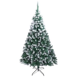 GOCAPTAIN 7ft Christmas Tree Outdoor Indoor for Winter prelit Christmas Tree Easy Setup Artificial Xmas Holiday Decor, Green and White - 1 of 4