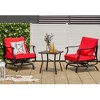 Tangkula 3PCS Outdoor Rocking Chair Set Patio Conversation Bistro Set w/ Red Cushions - 3 of 4