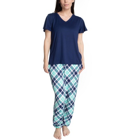 Hanes Womens Step Into Spring Jogger Pajama Set, Navy/plaid, 3x : Target