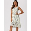 Allegra K Women's Wrap Ruffle High Low Hem Round Neck Keyhole Back Sleeveless Floral Dress - 2 of 4