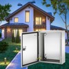 VEVOR Carbon Steel Electrical Box, 16x12x6 inches, Hinged Cover, IP66 Waterproof & Dust Resistant, Includes Mounting Plate, Gray-white - 2 of 4