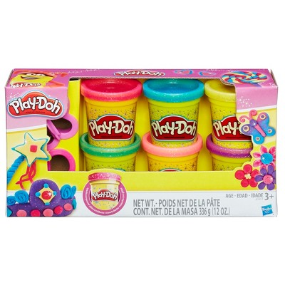 Play Doh Sparkle Compound 6 Colors Make Bright Shiny Creations Gift Set For Kids 