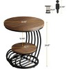 Syemin End Tables Round Vintage End Table with 2-Tier Storage Compact Bedside Table for Living Room, Small Spaces, Brown, 19.69"*19.69"*24.8" - 3 of 4