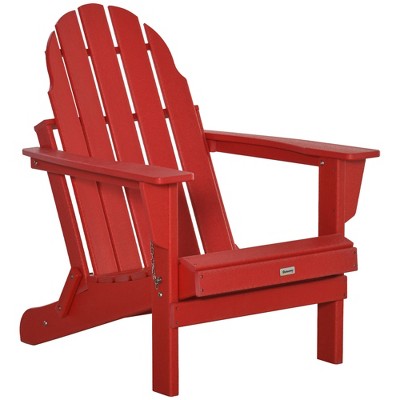Outsunny Folding Adirondack Chair, Outdoor Fire Pit Seating HDPE Lounger Chair for Patio Deck and Lawn Furnitur