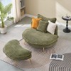 45.3"W Corduroy Fabric Upholstered Accent Chair with 3 Pillows and Ottoman, Comfort Sofa Chair - ModernLuxe - 3 of 4