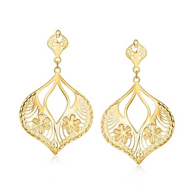 Ross-Simons Italian 10kt Yellow Gold Floral Filigree Chandelier Earrings