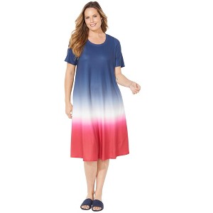 Catherines Women's Plus Size Parade Dip-Dye A-Line Dress (With Pockets) - 1 of 2