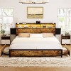 WOWLIVE Twin/Full/Queen/King Size Platform Bed Frame with Bookcase Headboard & Storage Drawers, Metal Bed frame with LED Light and Charging Station - 4 of 4