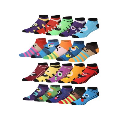 JAMES FIALLO Mens 20 Pairs Classy Extra Lightweight Colorful Funny Faces Pattern Socks For Men