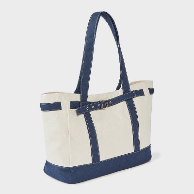 Universal Thread Canvas Large Belted Tote Bag - Universal Thread™ Blue — фото 3