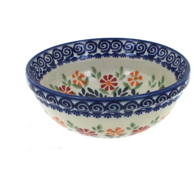 Blue Rose Polish Pottery Garden Bouquet Dessert Bowl