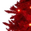 6ft. Red Flocked Fir Artificial Christmas Tree with 350 Red Lights, 33 Globe Bulbs & 748 Branches – Vibrant X-Mas Showpiece - 3 of 4