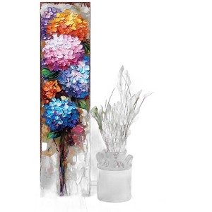 HomeRoots 36" Blue Pink And White Solid Wood Hydrangeas Porch Sign - 1 of 4