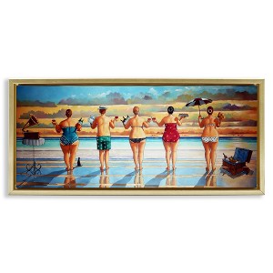 Stupell Industries Beach Friends Coastal Summer Fun Floating Frame Canvas Art, Gold, 25" x 11" - 1 of 4