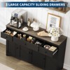 55" Sideboard Buffet Cabinet with Storage, Coffee Bar with Adjustable Shelves, 3 Drawers and 4 Minimalist Doors, Long Storage Cabinet for Kitchen - 3 of 4